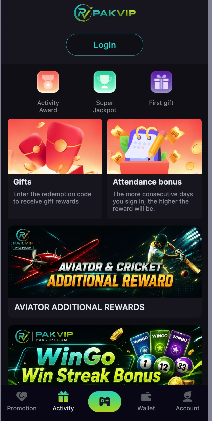 Pakvip activity awards, gifts and attendance bonus