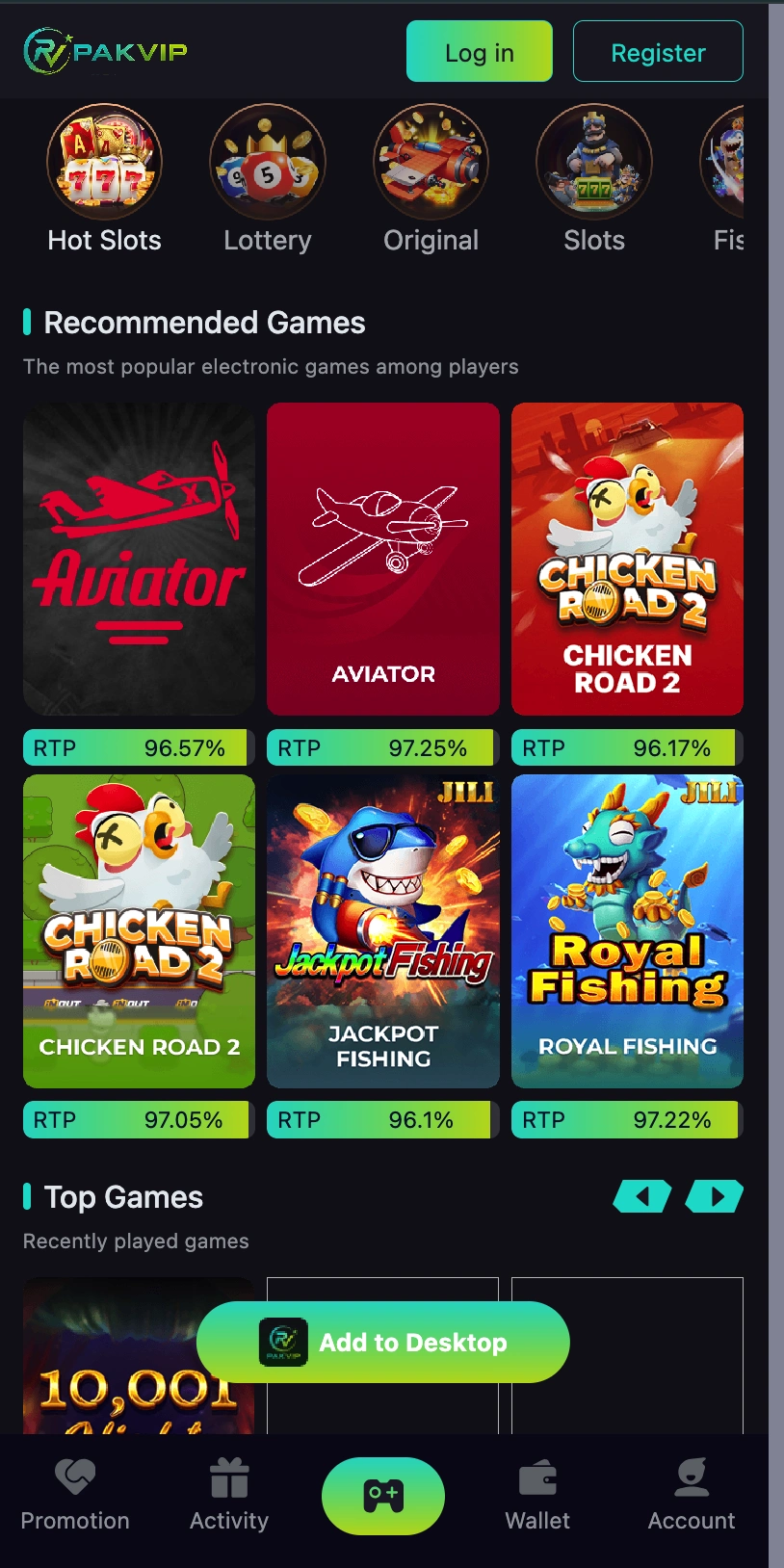 Pakvip recommended and top games list
